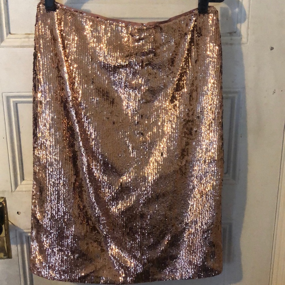 J. Crew sequin skirt rose gold